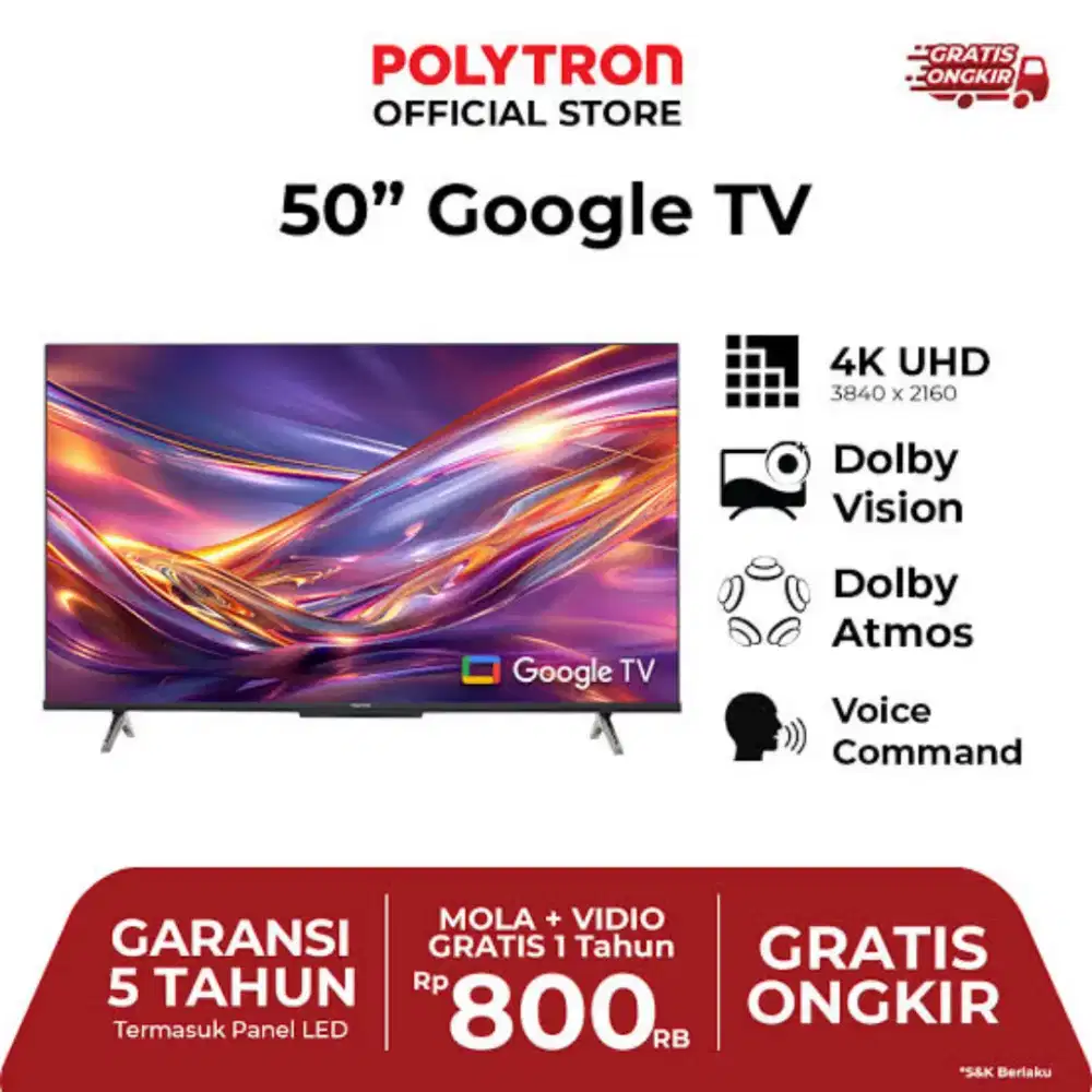 polytron 50in 4k google tv