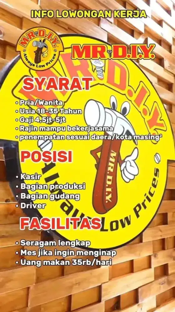 Lowongan Kerja MR. DIY