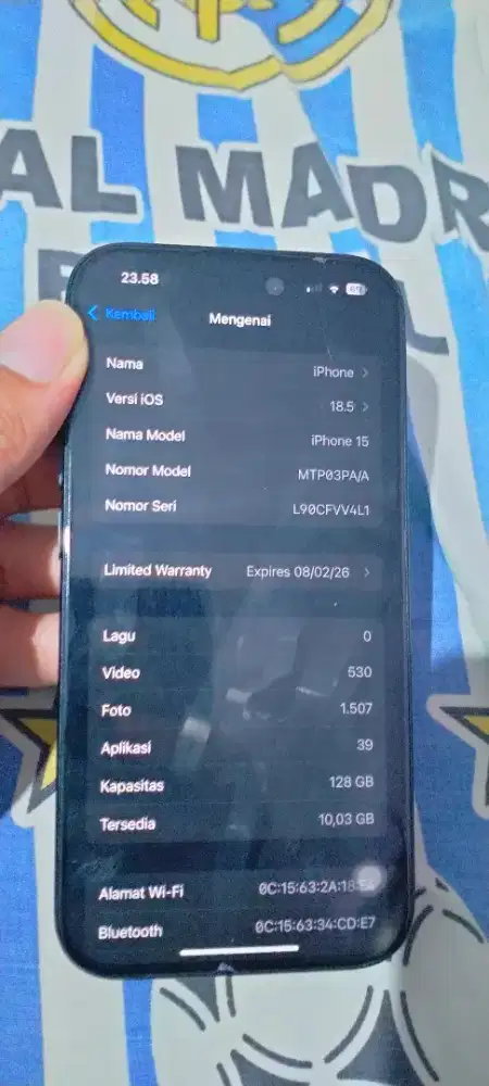 Iphone 15 128Gb Black garansi Ibox feb26