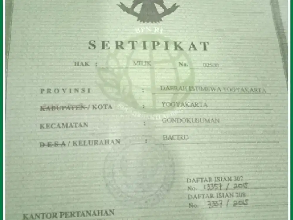 Tanah 2 Muka di Timoho Jogja Kota Bonus Bangunan