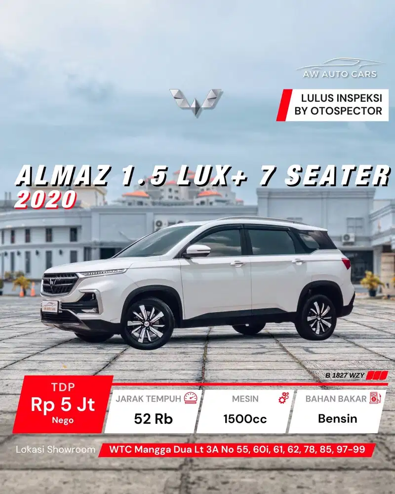 [TDP 15 JT] Wuling Almaz 1.5 Lux+ 7 Seater NIK 2020 2021 rs pro ex