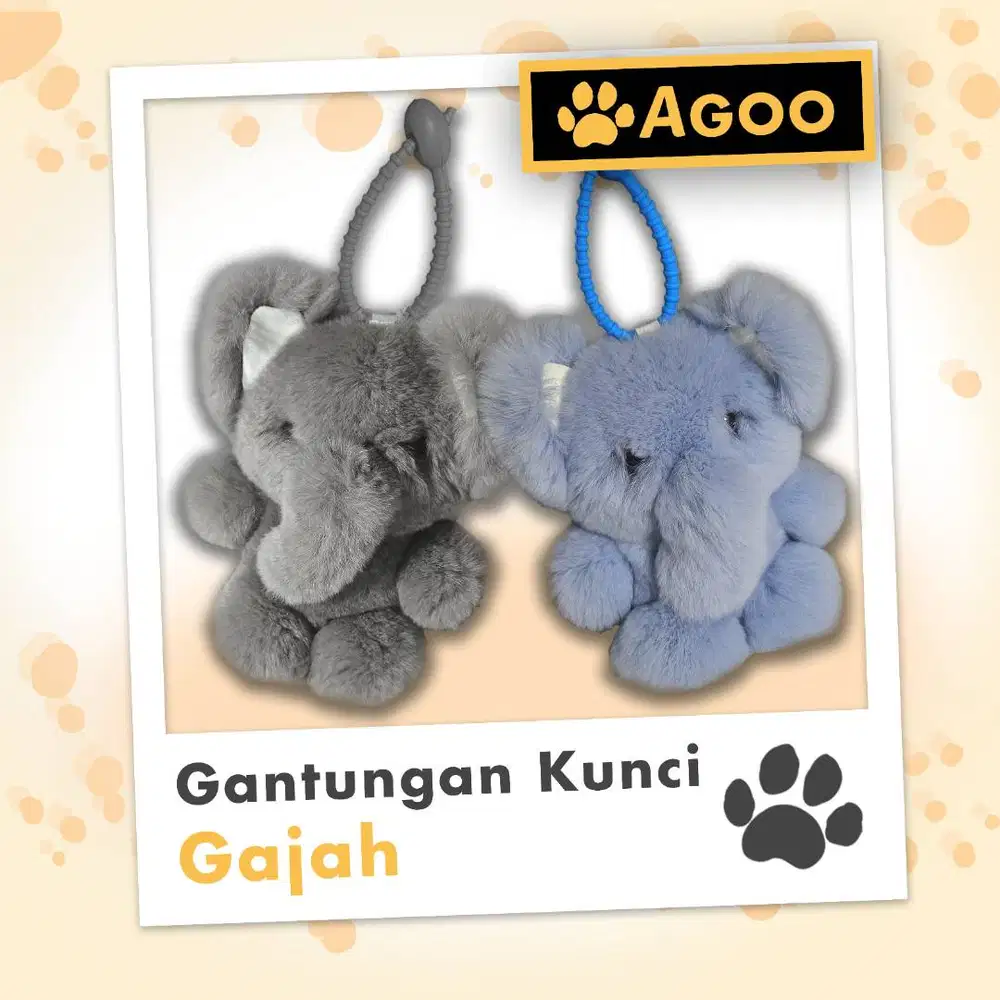 gantungan kunci gajah bulu halus merk AGOO