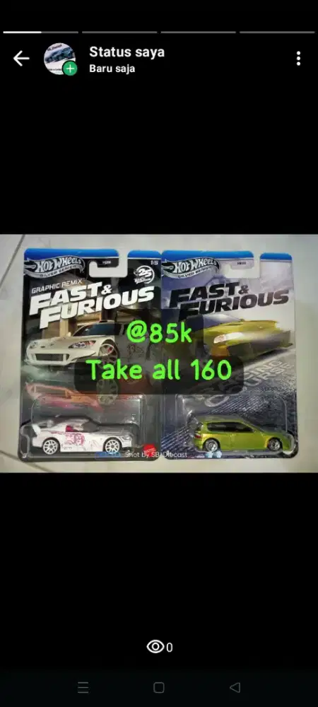 Hotwheels FnF Civic & S2000 putih