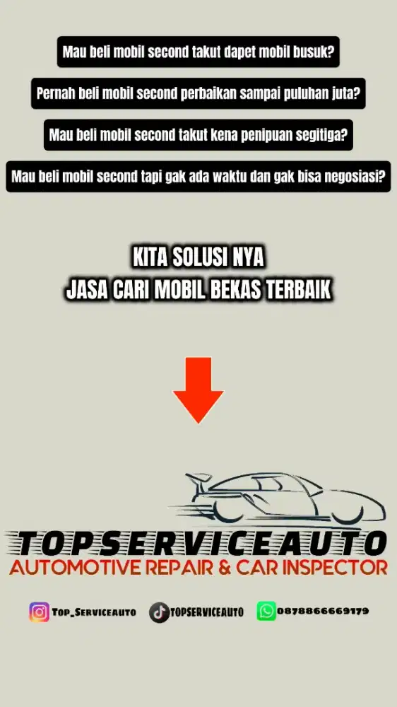 Jasa cari mobil bekas/Paket inspeksi sampai 6x mobil.Jabodetabek