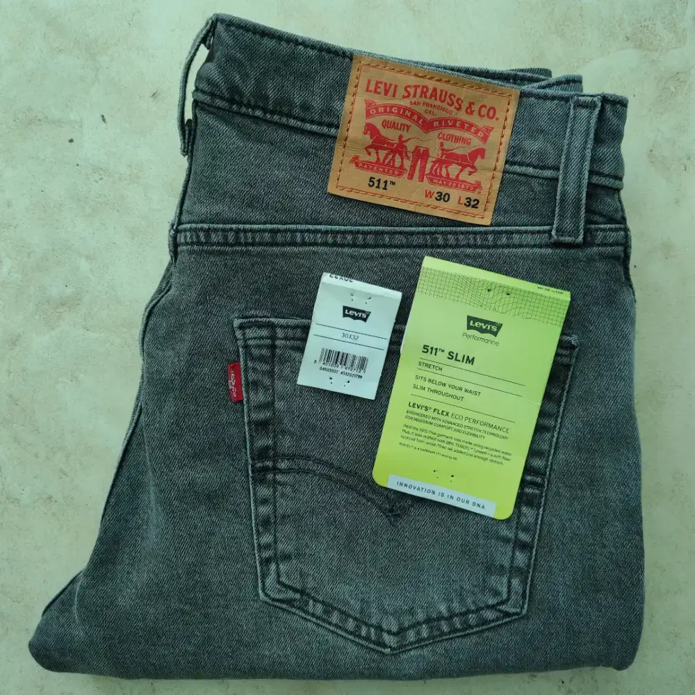 Levi's 511 Slim Fit Grey Denim Original Celana Jeans 501 505 Regular