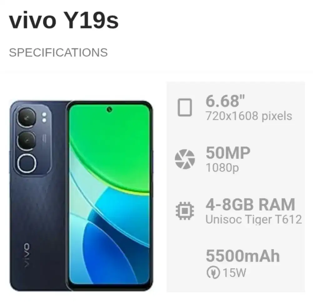 Vivo Y19S 4+4/64 Muyusss Nett 1000 Pass. Lok.Kalimalang.