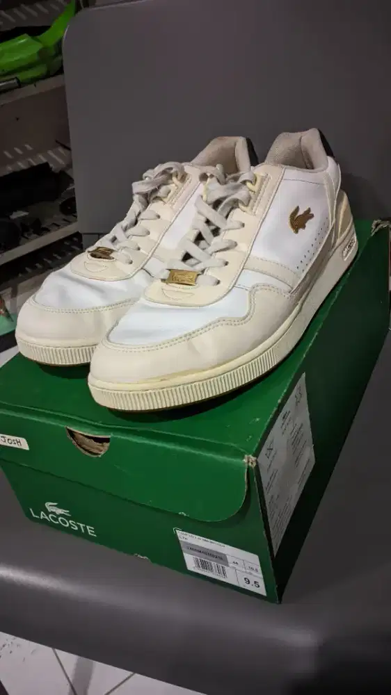 LACOSTE MENS COMFORTABLE LACE UP LEATHER T CLIP SNEAKERS SIZE 44