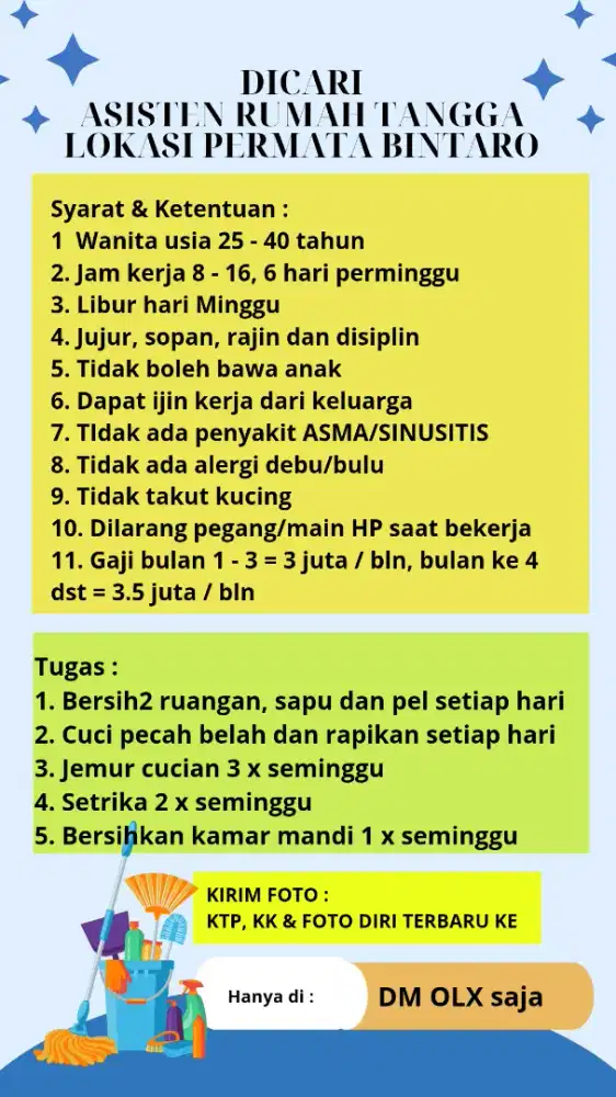 LOKER ART (hanya yg serius kerja saja & bisa PP tanpa terlambat)