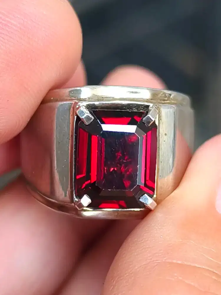 Cincin Batu garnet almandine Srilanka 4.83 crat ring perak memo skylab