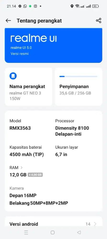 Realme GT Neo 3 charging 12/256 150watt lengkap dosbook charger ORI