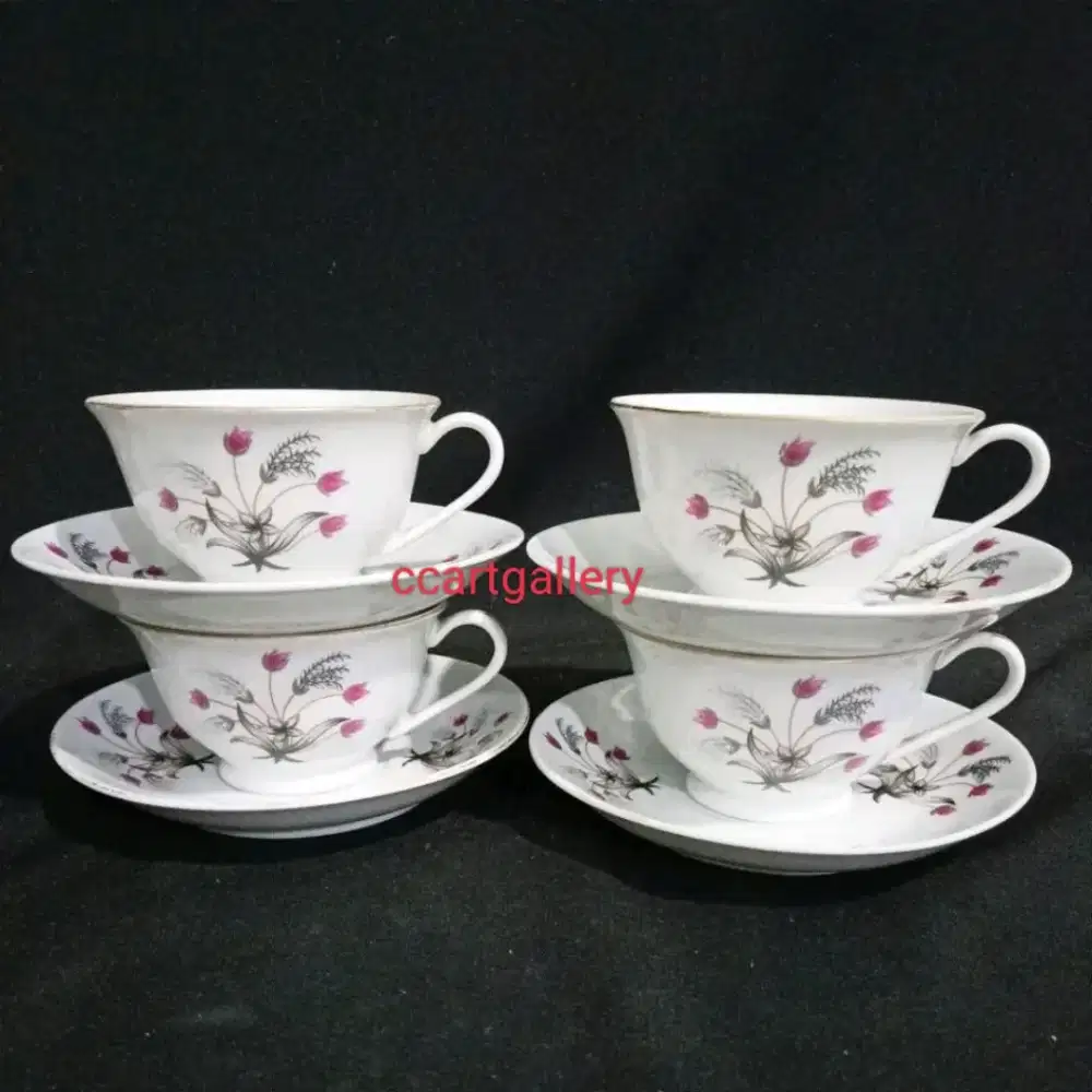 Cangkir teh lawas motif bunga padi (4)