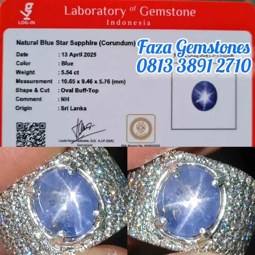 Blue Star Sapphire Srilanka No Heated 5.54ct Spider Star Full Christal