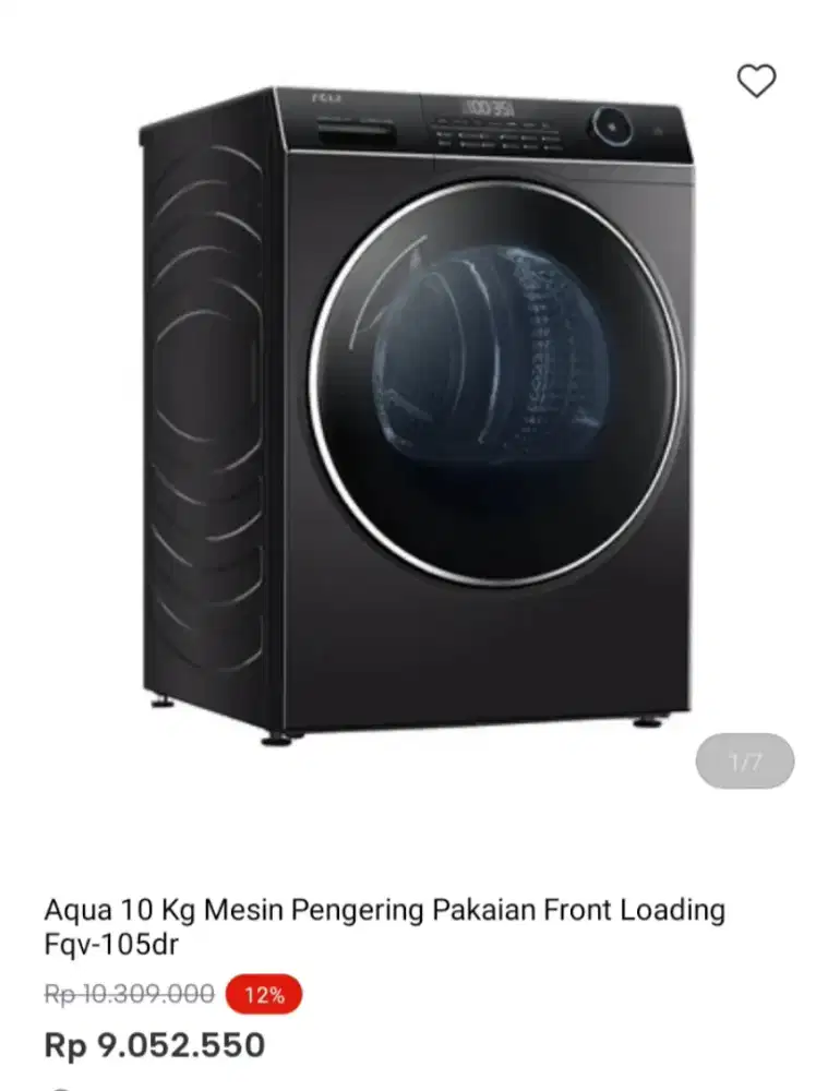 Aqua 10 kg Mesin pengering pakaian front loading Fqv-105dr
