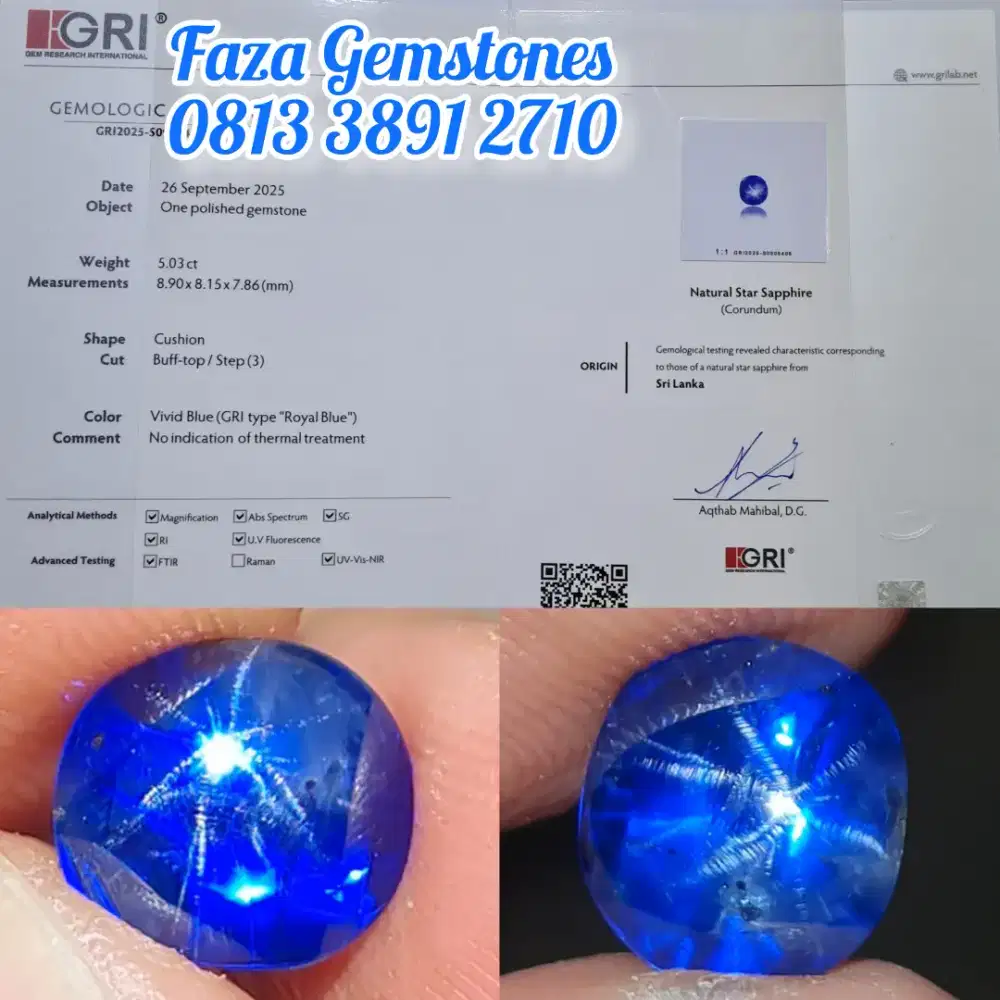 Kolektor item Vivid Royal Blue Star Sapphire Srilanka No Treatment