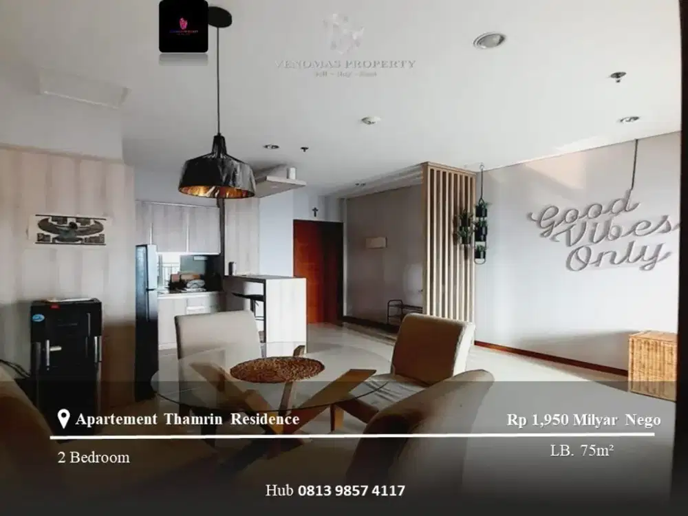 Dijual Apartemen Thamrin Residence Premiere High Floor 2BR+1 Furnished