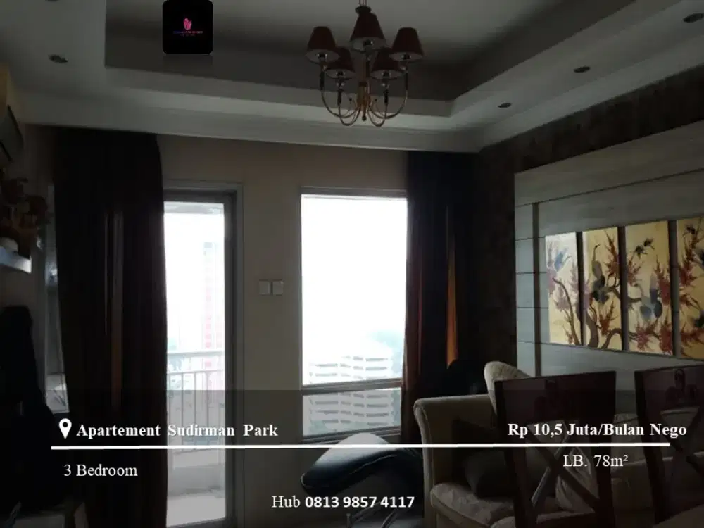 Disewakan Apartemen Sudirman Park Middle Floor 3BR Full Furnished