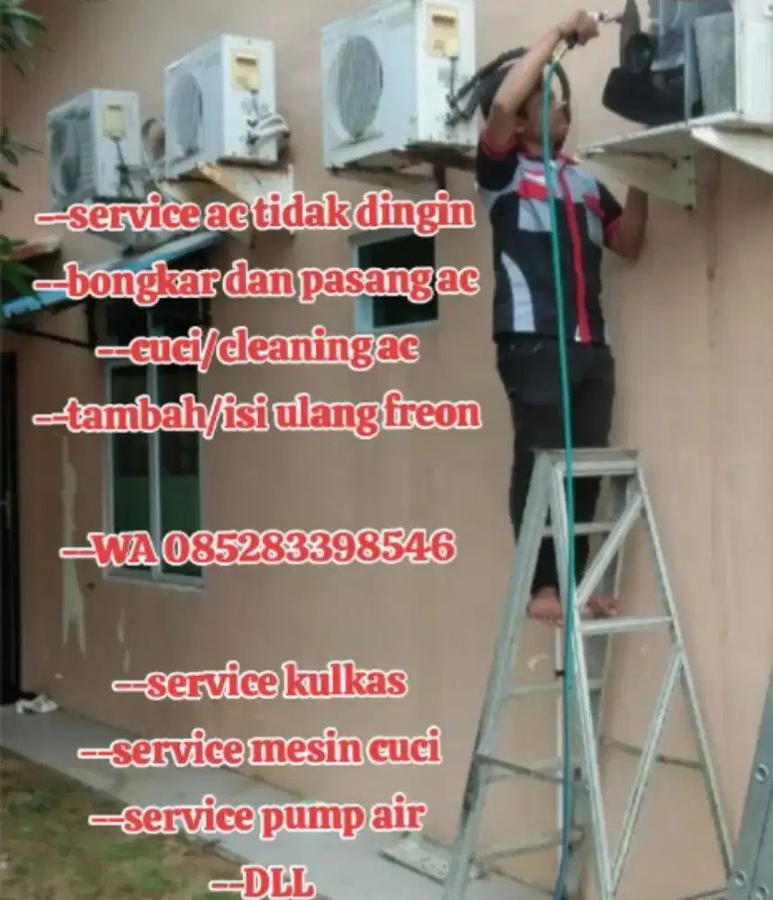 Service ac tidak dingin, bongkar pasang ac, cuci ac tambah freon vakum