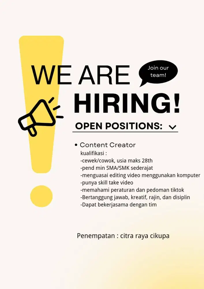 DIBUTUHKAN SEGERA CONTENT CREATOR