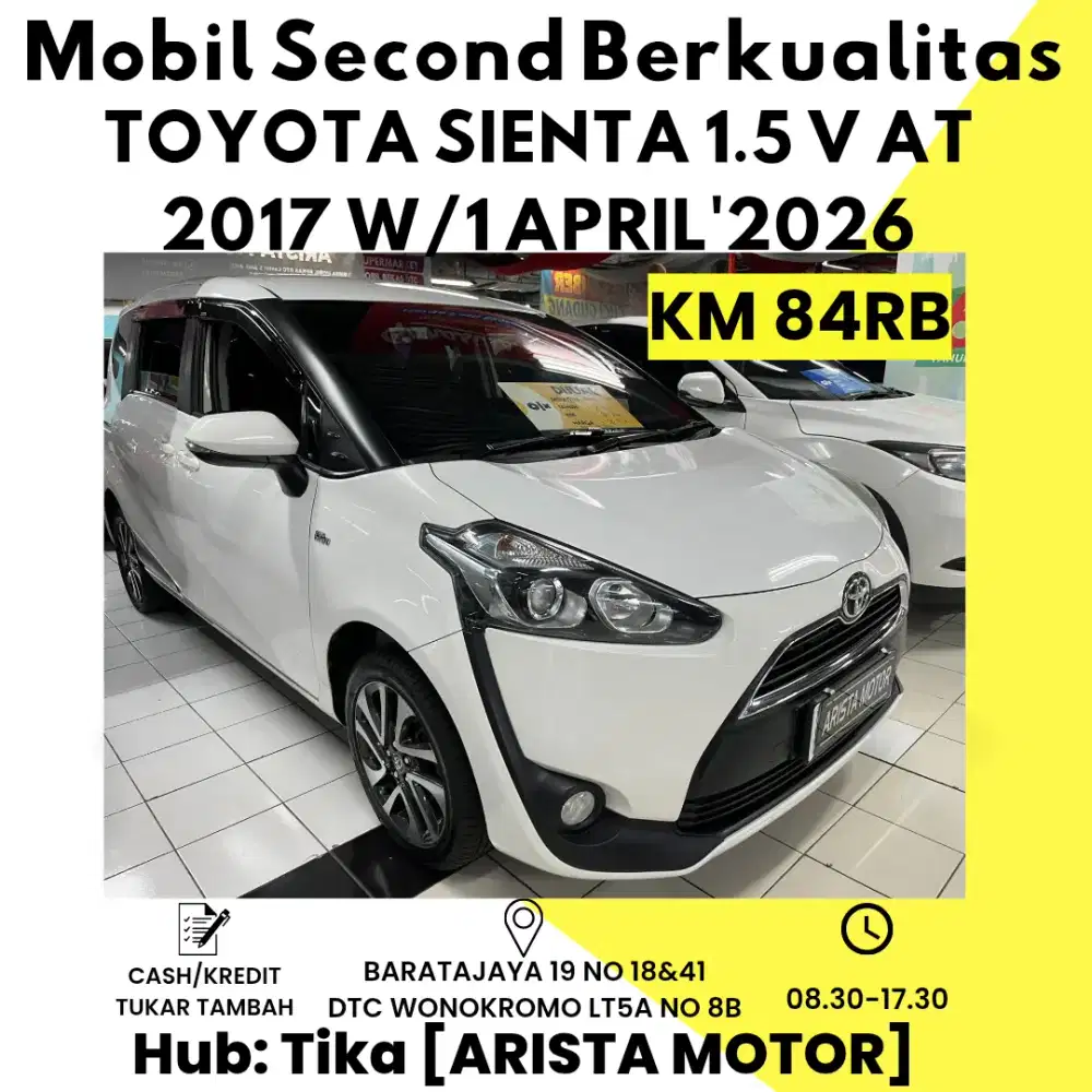 Toyota Sienta 1.5 V AT 2017 W/1 Pjk April 2026