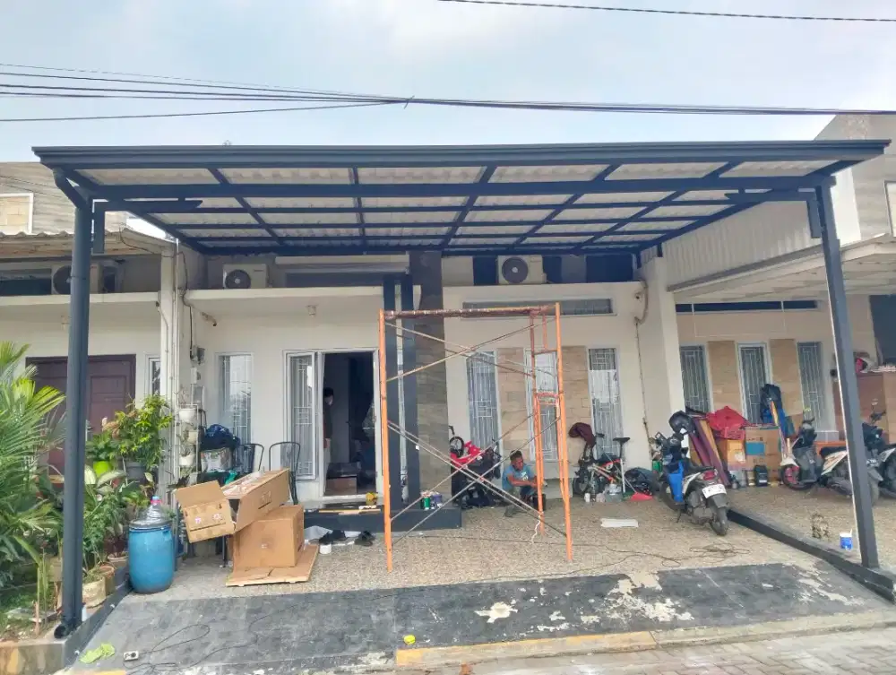 Kanopi alderon double layer kombinasi list profil talang air