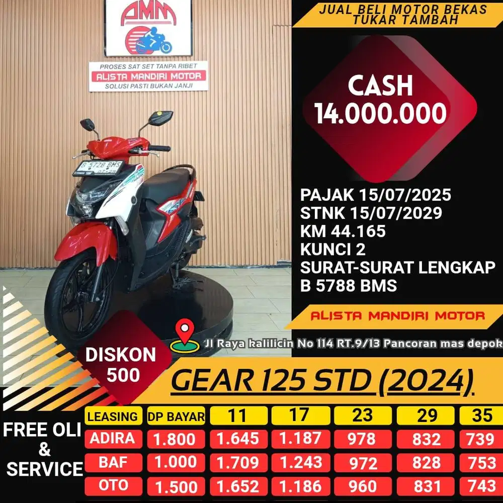GEAR 125 STD 2024 DP 1 JT CC 0% KREDIVO TOKPED SPAYLETTER INDODANA
