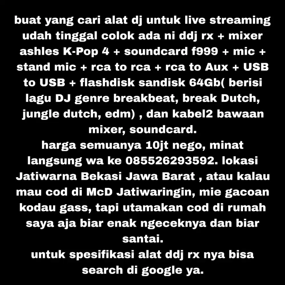 dijual ddj rx + mixer Ashley K-Pop 4 + soundcard f999 dll