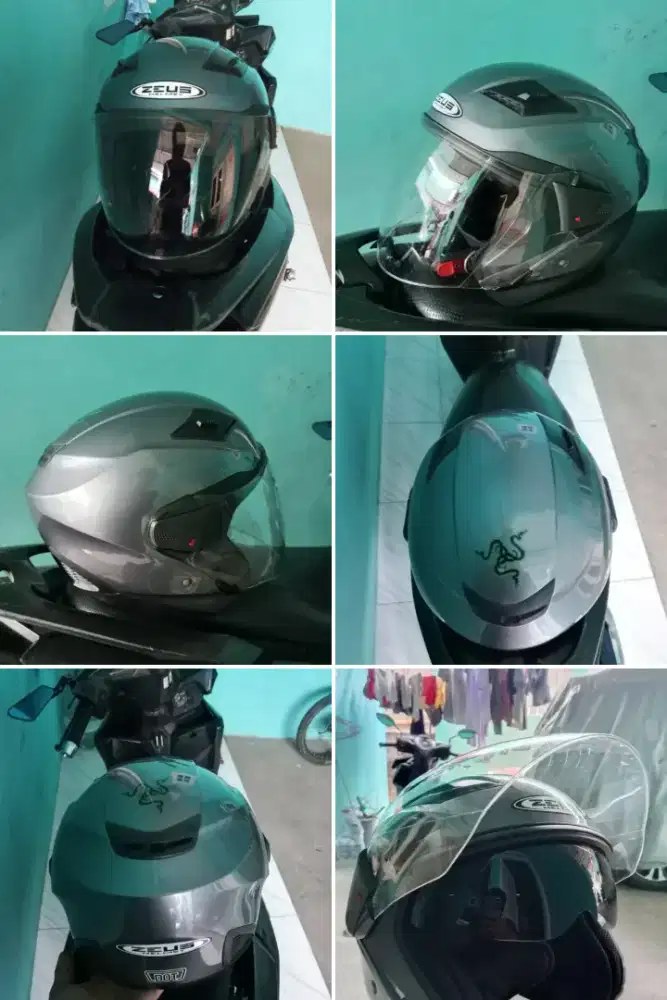 Helm Zeus 611 Double Visor - Half Face - Gray Glowsy