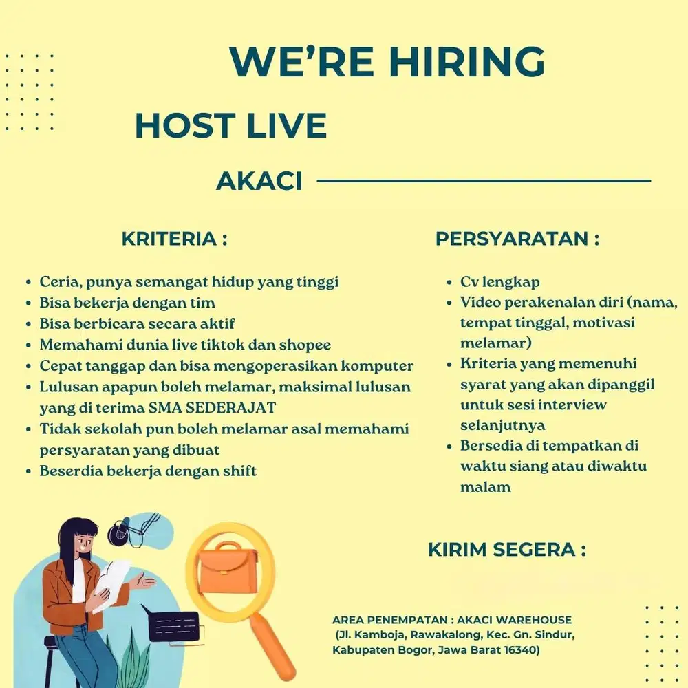 DIBUTUHKAN HOST LIVE