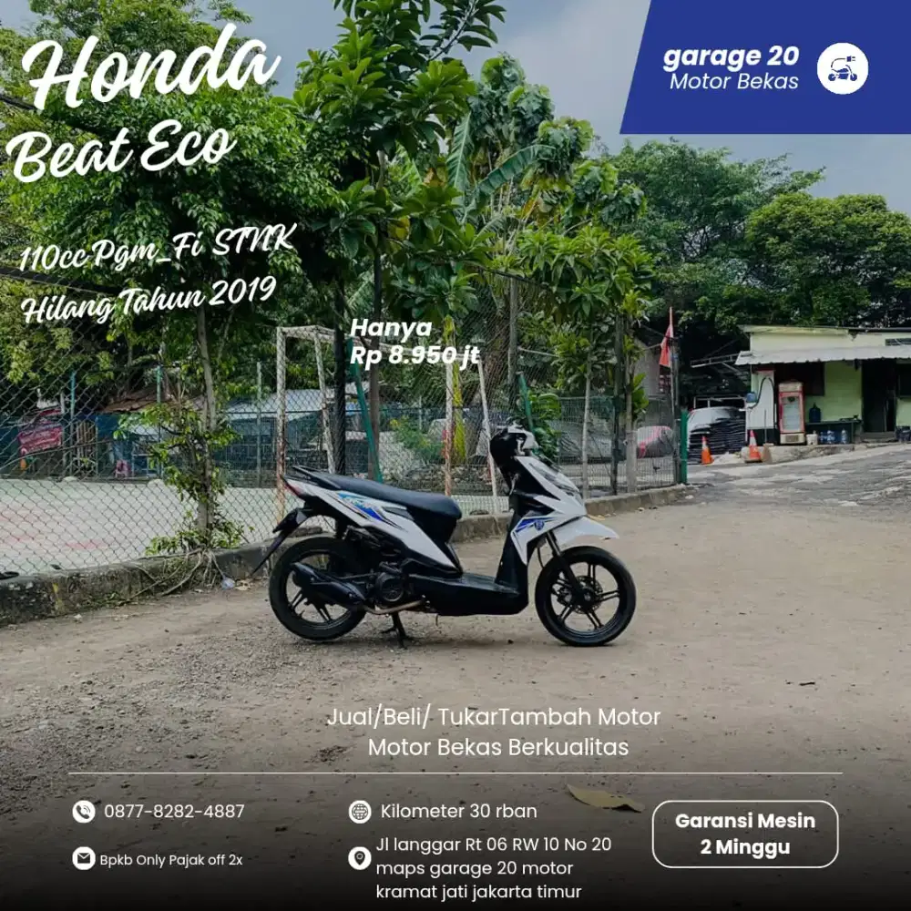 Honda Beat Eco 110cc Pgm_Fi STNK Hilang
Tahun 2019
