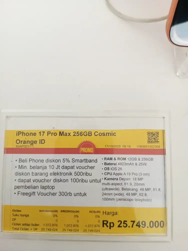 iPhone 17 pro max 256gb cosmic orange
