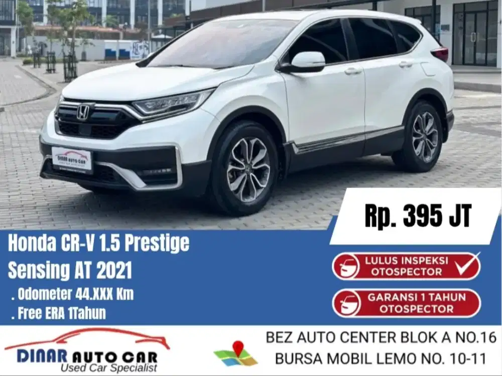 (35Jt) CRV Turbo Prestige Sensing 2021 Matic Putih Km 44Rb *Dinar Auto