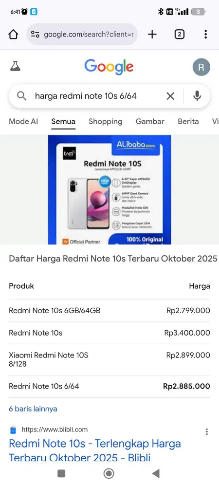 Redmi note 10s . Cod di rumah