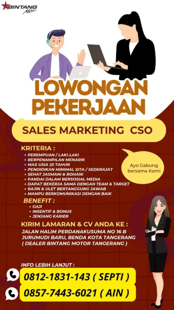 Dibutuhkan segera sales marketing online
