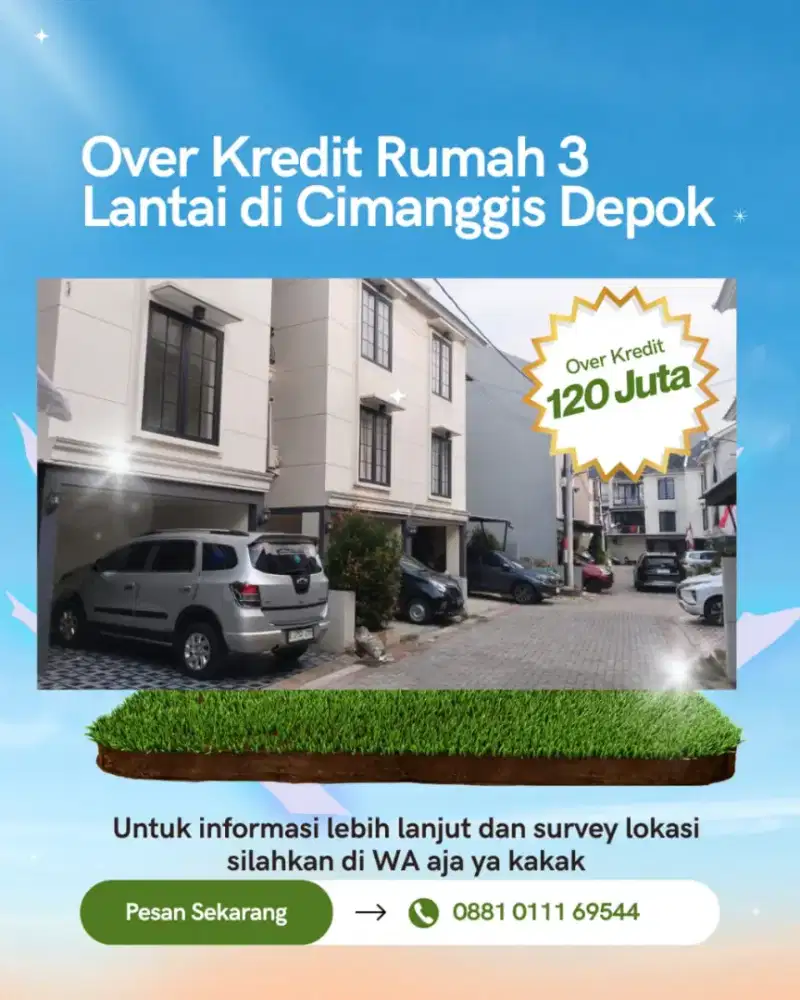 Over Kredit Rumah 3 Lantai di Radar Auri Cimanggis