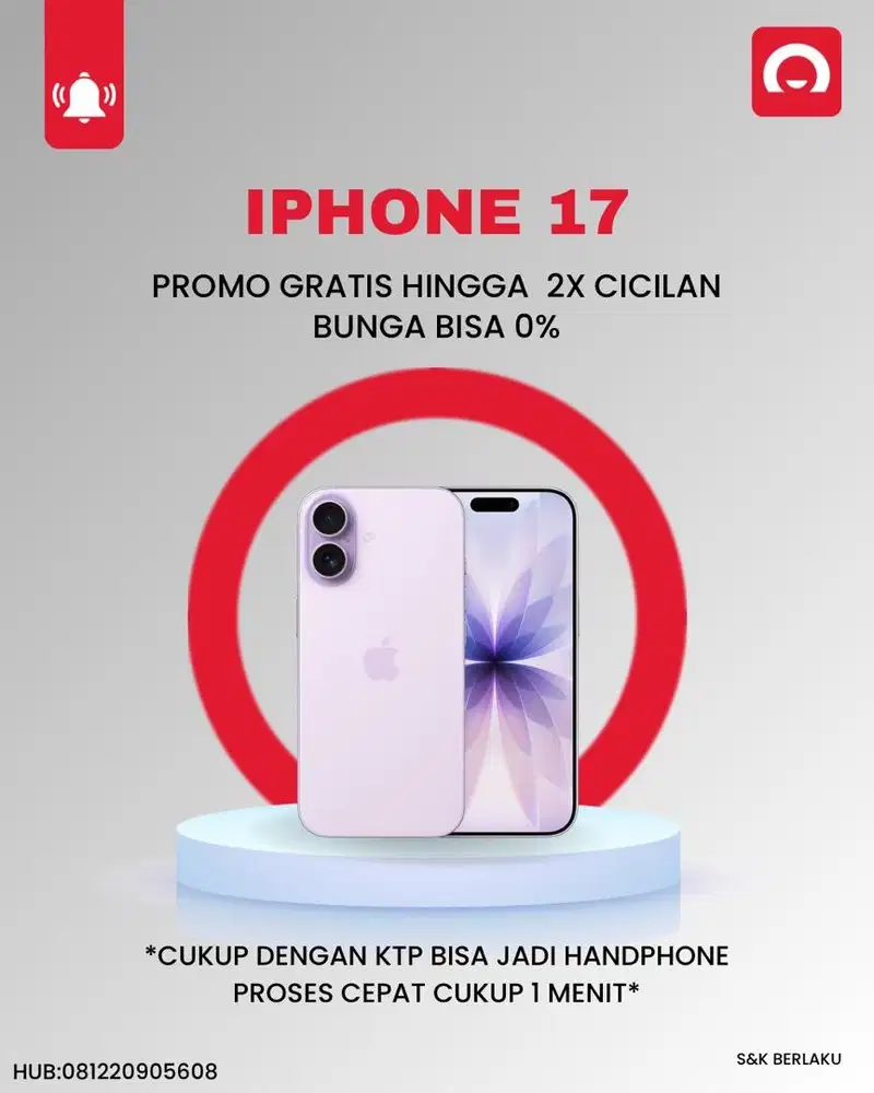 Cash Credit iphone 17 series promo handphone 0% dan gratis 1x cicilan