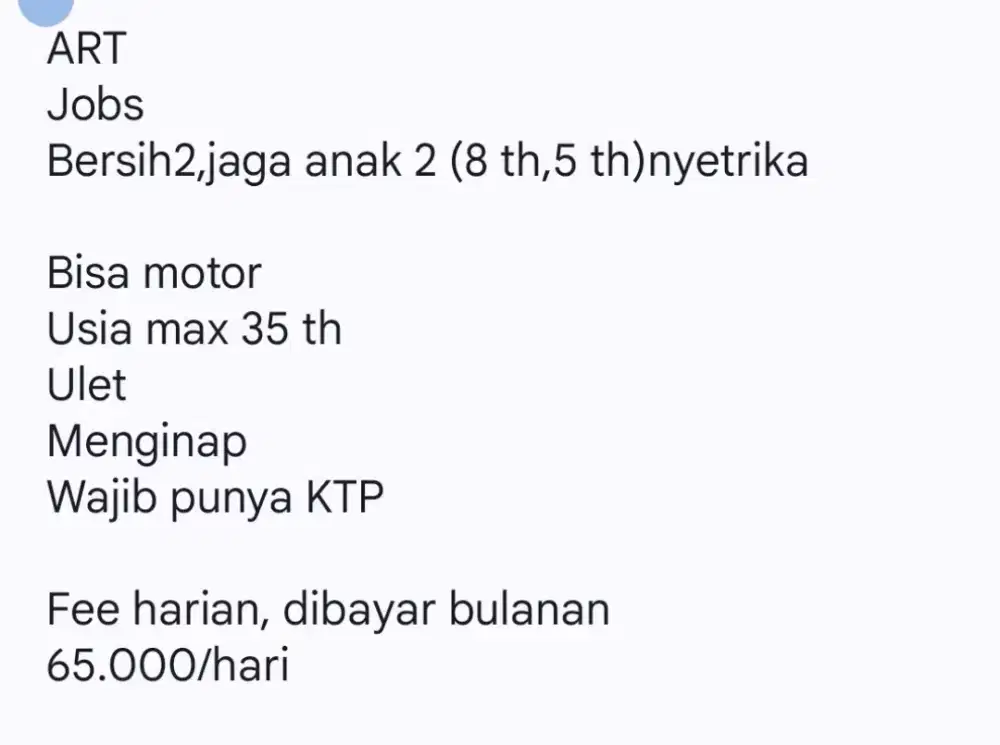 Lowongan kerja ART