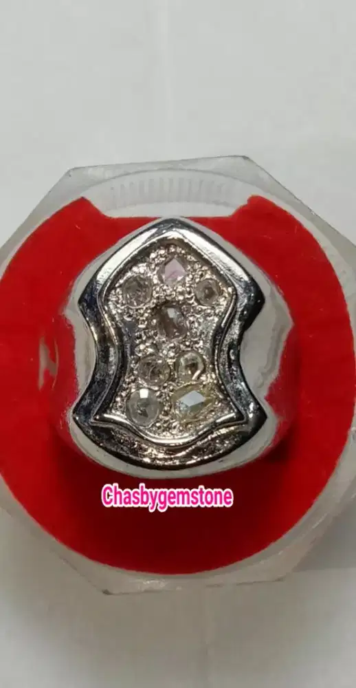 Cincin Perak Terompah intan banjar-Batu Permata belahan intan Berlian