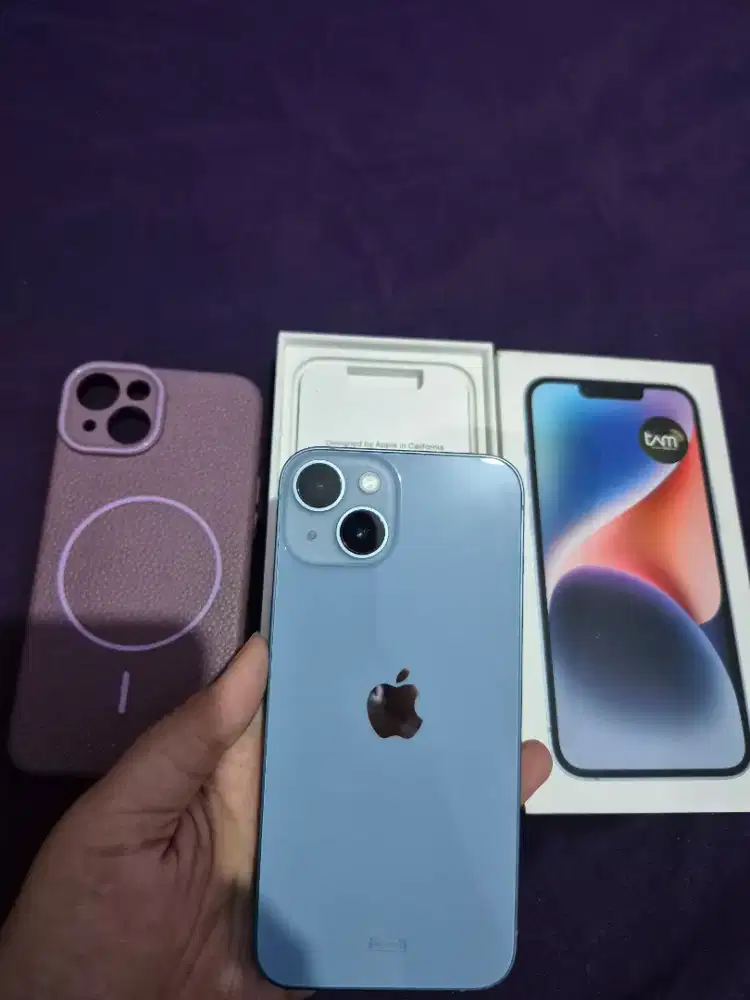 Iphone 14 blue 128gb ex ibox lengkap mulus