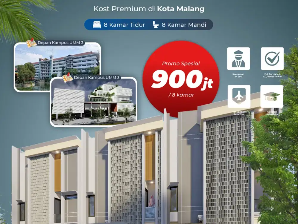 Dijual Rumah Kost Full Furnish dekat Kampus UMM Malang