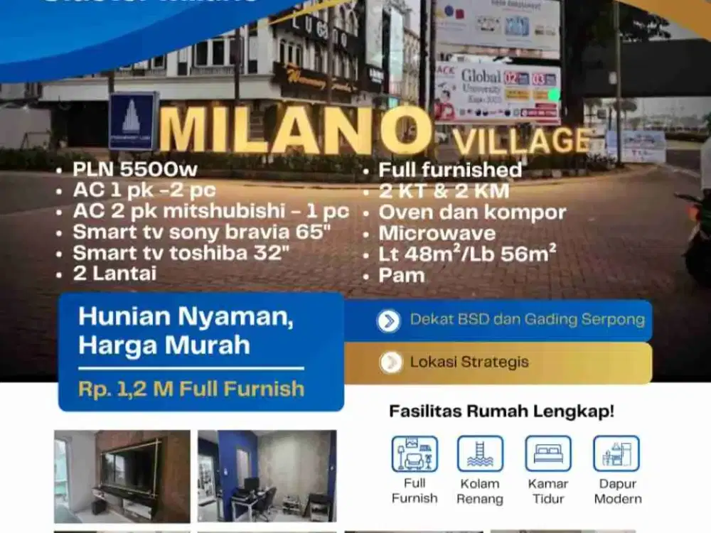 DIJUAL MURAH RUMAH DI  CLUSTER MILANO FULL FURNISHED