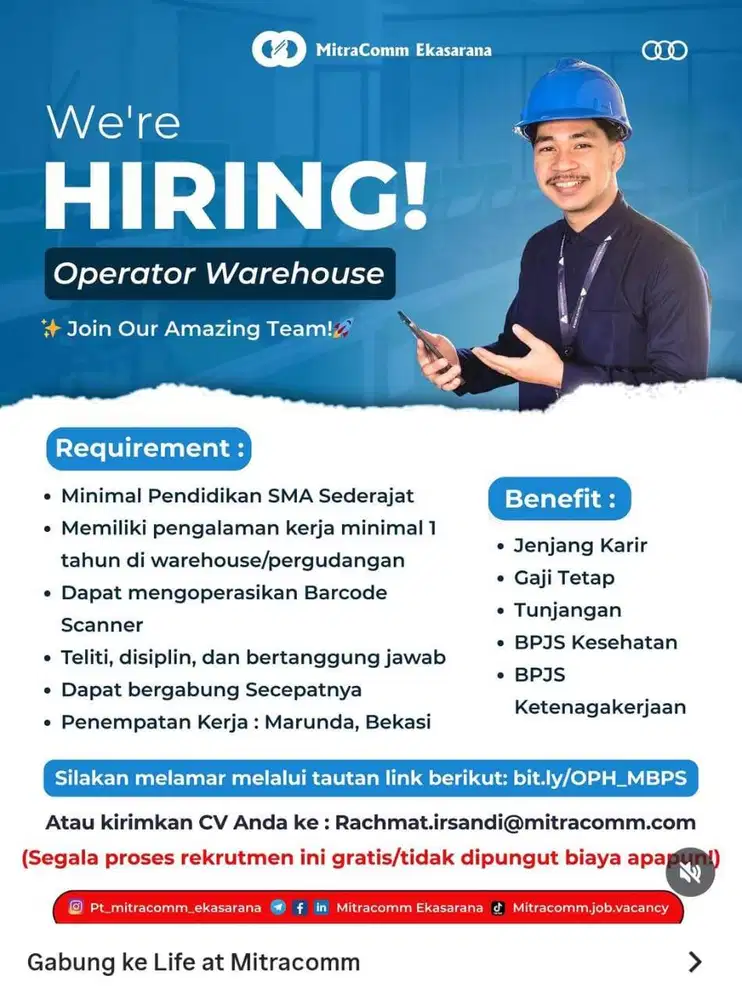 Operator Warehouse (Harian) - Jabodetabek