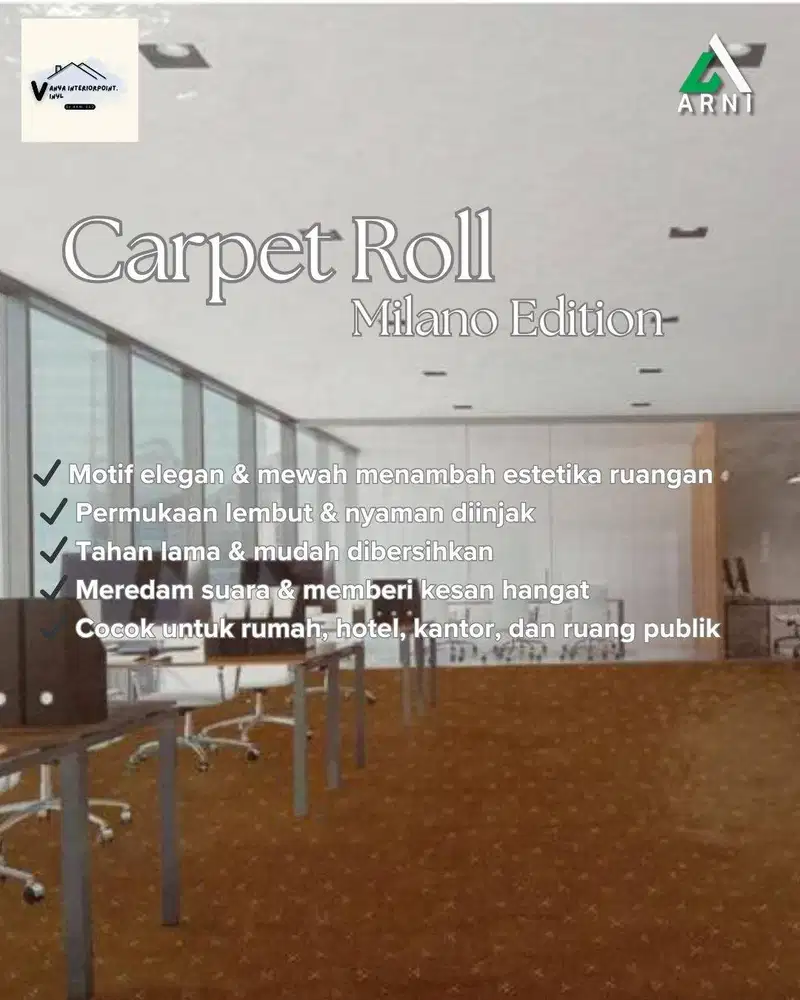 Karpet Roll Milano Tebal 6mm – Pilihan Tepat untuk Kantor, Hotel
