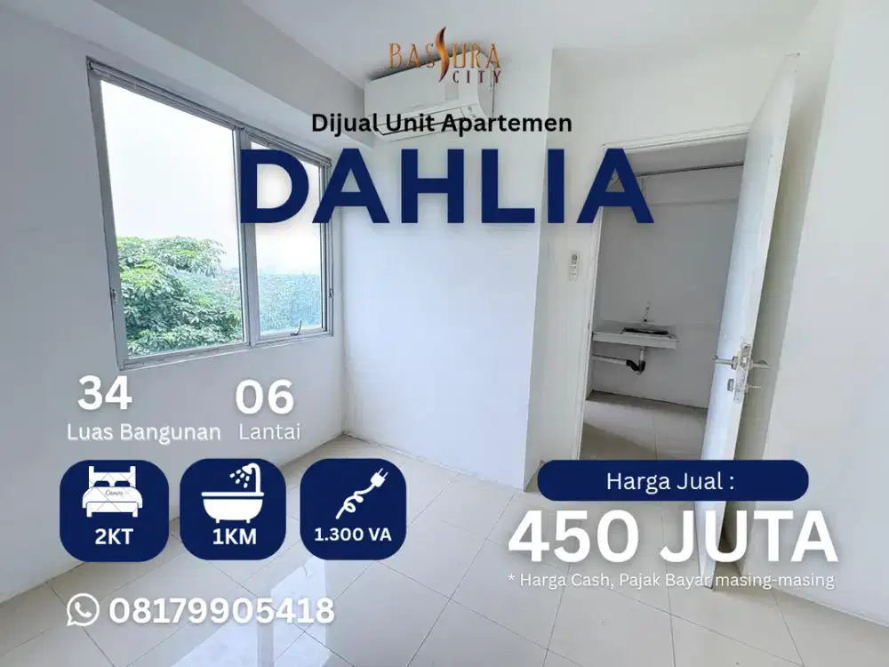 Jual 2BR lantai rendah tower Dahlia apartemen Bassura City call Maula