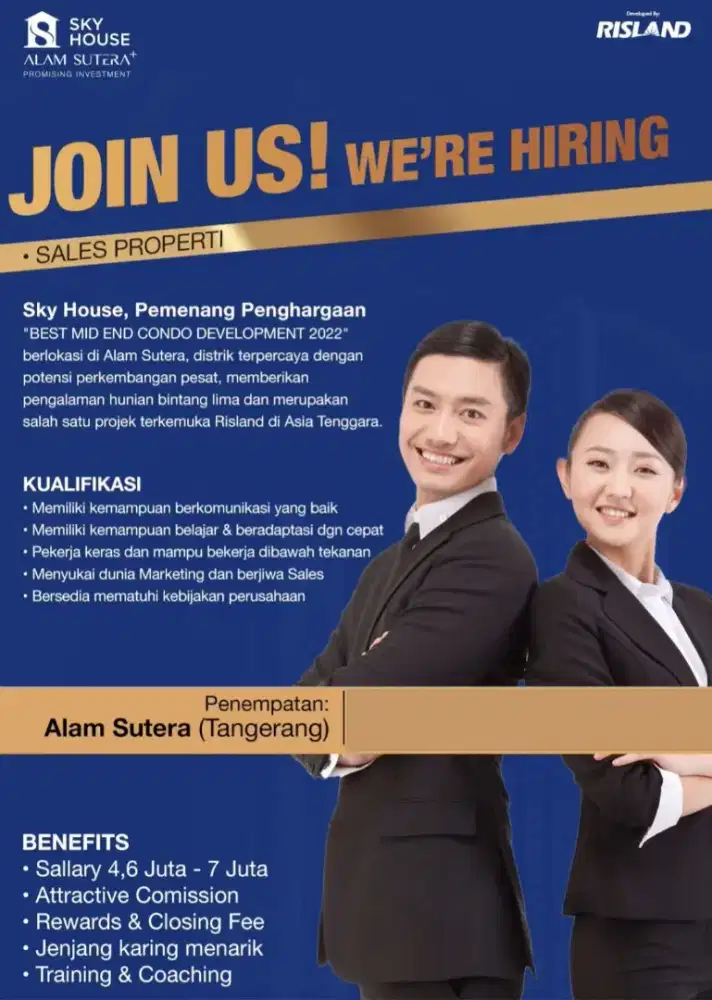 Lowongab Kerja Sales In-House Sky House Alam Sutera