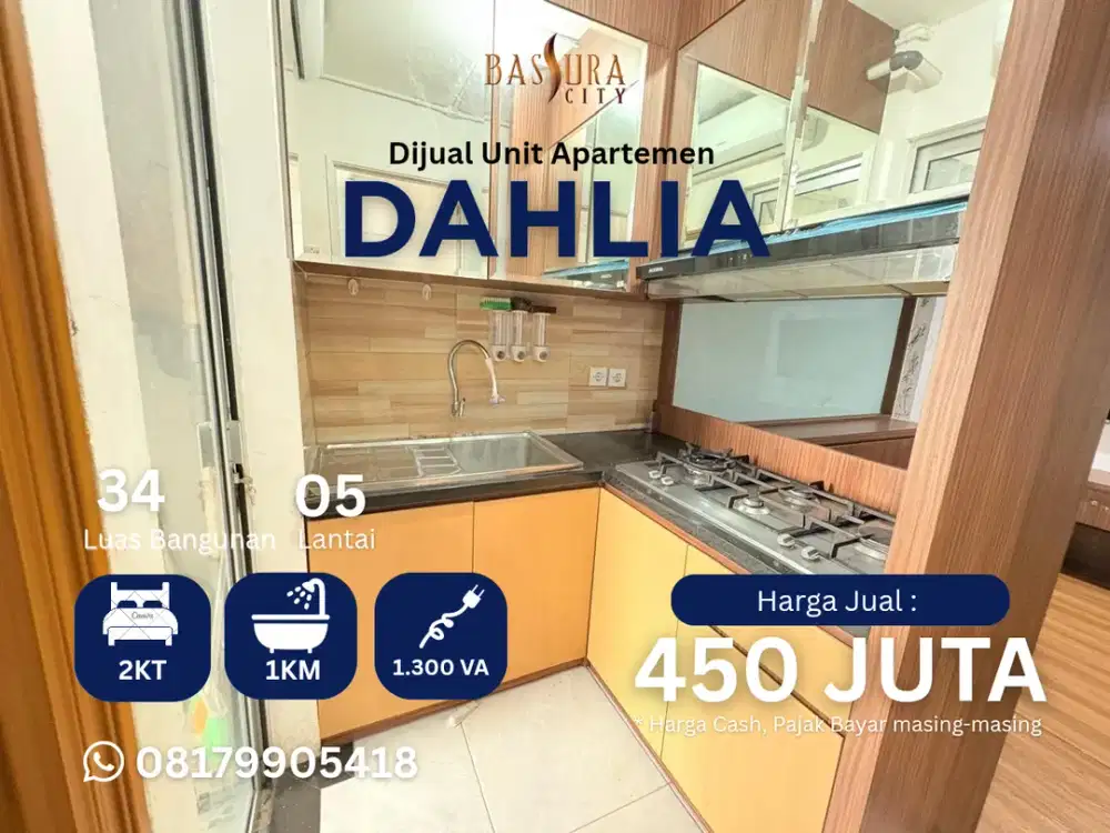 Apartemen Bassura City Jual 2BR lantai rendah tower Dahlia call Maula