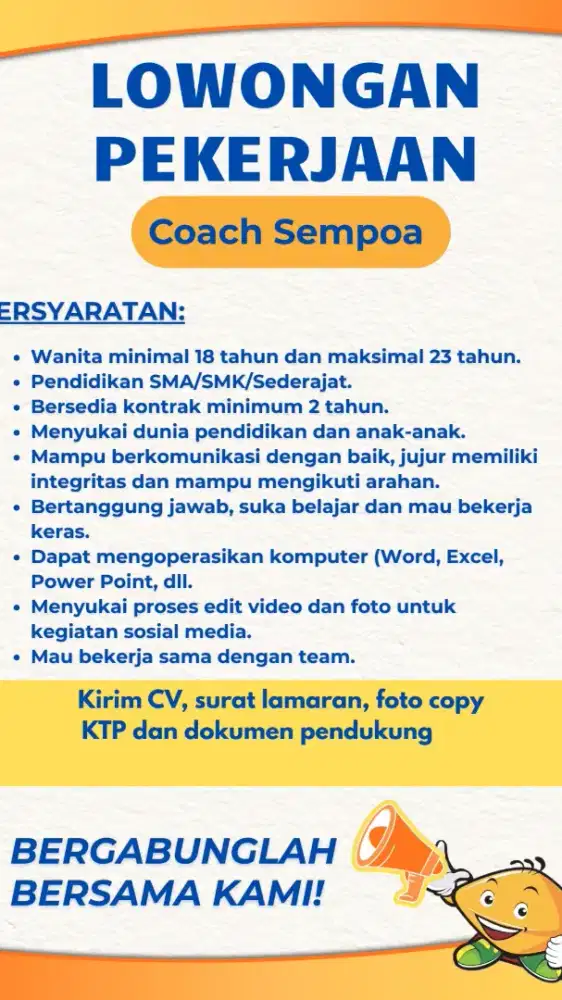 Lowongan kerja Coach Sempoa