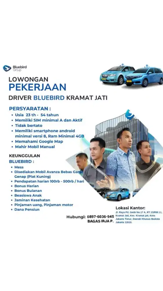 Driver Pool Blue Bird Cipayung Jakarta Timur