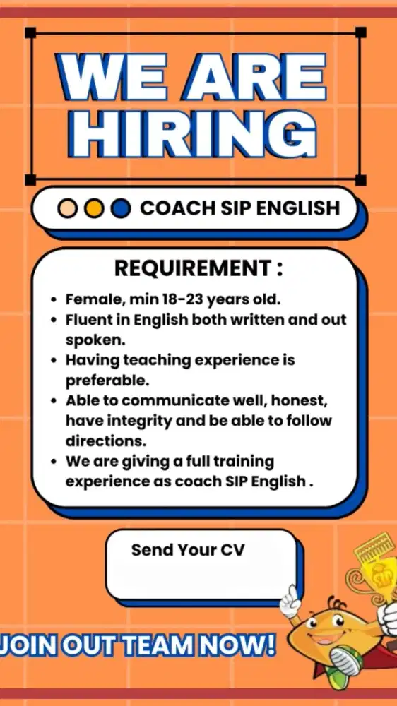 Lowongan kerja Coach English