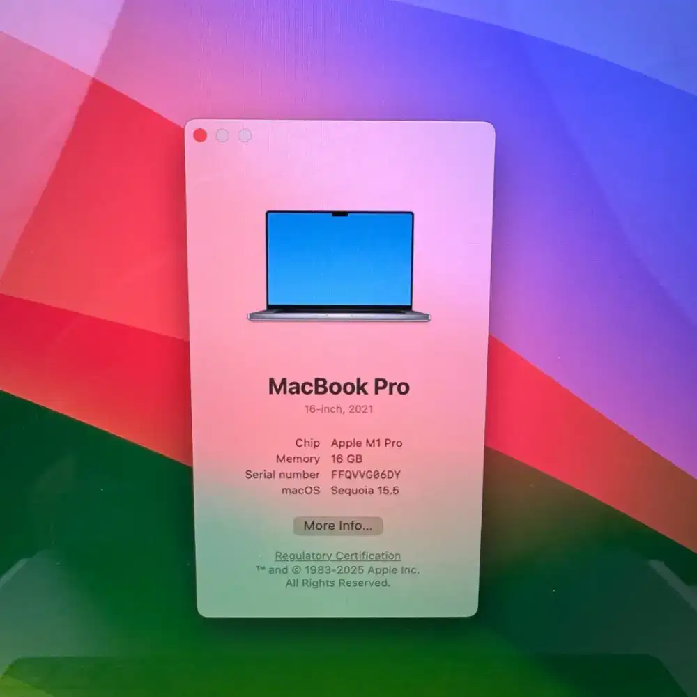 Macbook M1 Pro 16 Inch Ram 16 Ssd 512 lengkap full set space grey