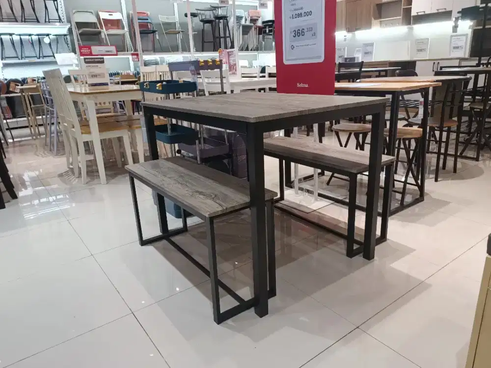 Set Meja Makan 2 Bangku, Meja kantin, meja serbaguna